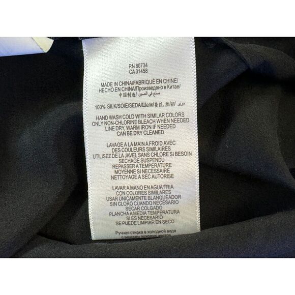BCBGMaxazria Maggie Washable Silk Lace Blouse Women XXS NWT Long Sleeve BlackTop - Picture 7 of 15